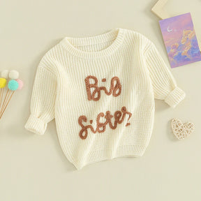 Big Sister Knit Embroidered Sweater - Petite Cove 