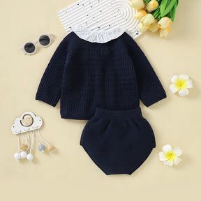 Petite Knit® Classic Collared Sweater & Shorts Set - Petite Cove 