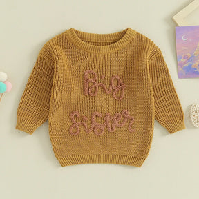 Big Sister Knit Embroidered Sweater - Petite Cove 