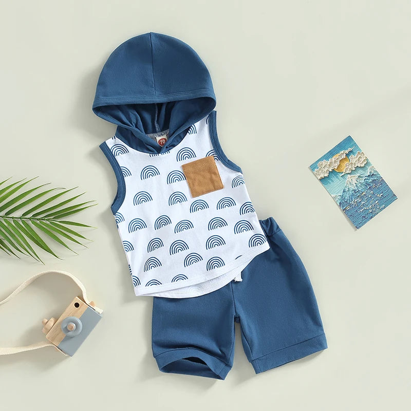 Summer Breeze Sleeveless Hoodie & Shorts Set - Petite Cove 