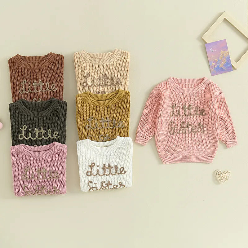 Little Sister Knit Embroidered Sweater - Petite Cove 