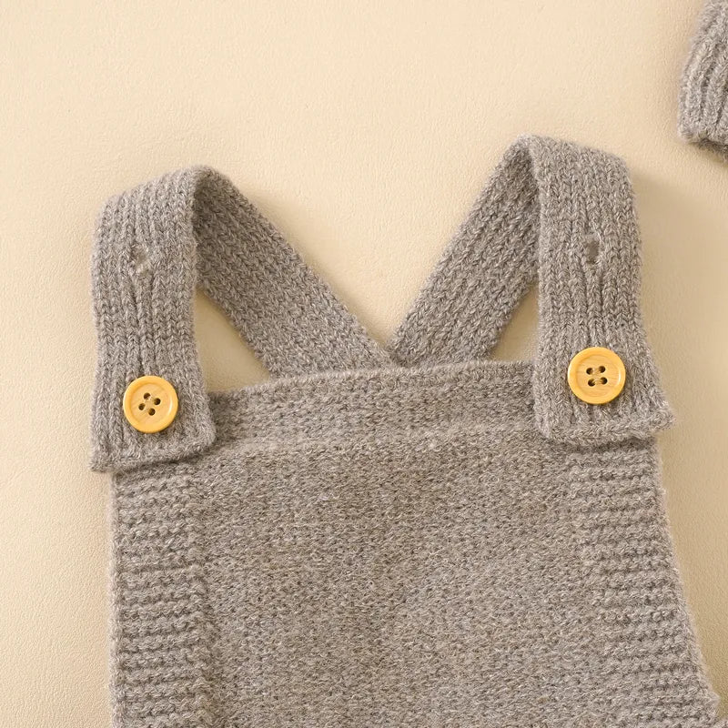 Petite Knit® Strap Baby Romper & Hat Set - Petite Cove 