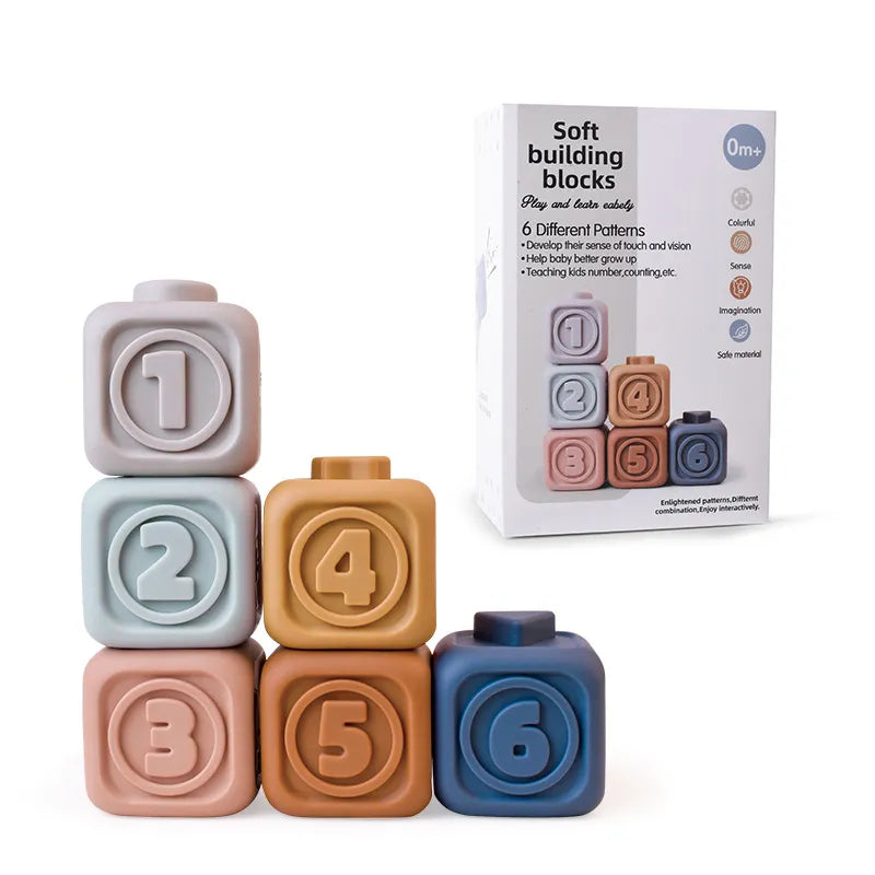 Montessori Soft Silicone Stacking & Teething Blocks - Petite Cove 