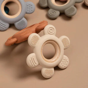 Kid-Proof Silicone & Wood Natural Teether Ring - Petite Cove 