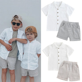 Seaside Linen-Blend Shirt & Shorts Set - Petite Cove 