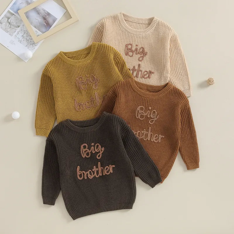 Big Brother Knit Embroidered Sweater - Petite Cove 