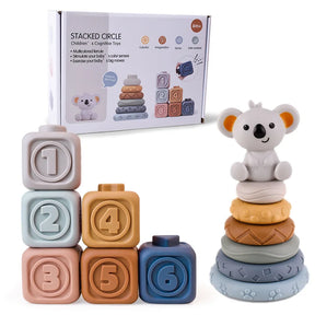 Montessori Soft Silicone Stacking & Teething Blocks - Petite Cove 