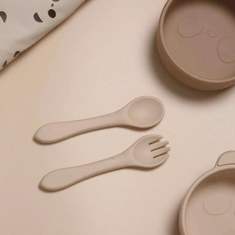 Silicone Essentials: Kid-Proof Training Spoon & Fork Duo - Petite Cove 