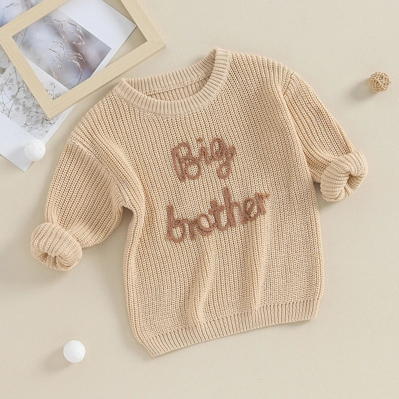 Big Brother Knit Embroidered Sweater - Petite Cove 