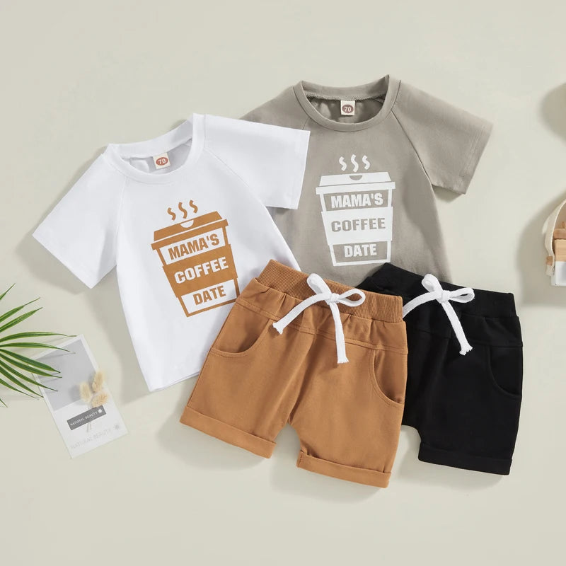 Mama's Coffee Date T-Shirt & Shorts Set - Petite Cove 