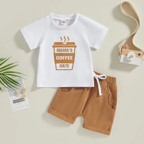 Mama's Coffee Date T-Shirt & Shorts Set - Petite Cove 