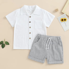 Seaside Linen-Blend Shirt & Shorts Set - Petite Cove 