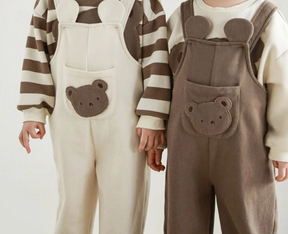 Petite Bear: Bear Overalls| Brown - Petite Cove 