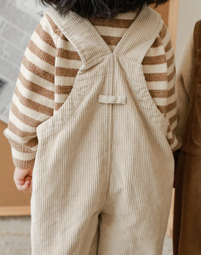 Petite Bear Corduroy Flap Pocket Front Overalls| Beige - Petite Cove 