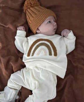 Boho-Chic Rainbow Sweatsuit in Beige - Petite Cove 