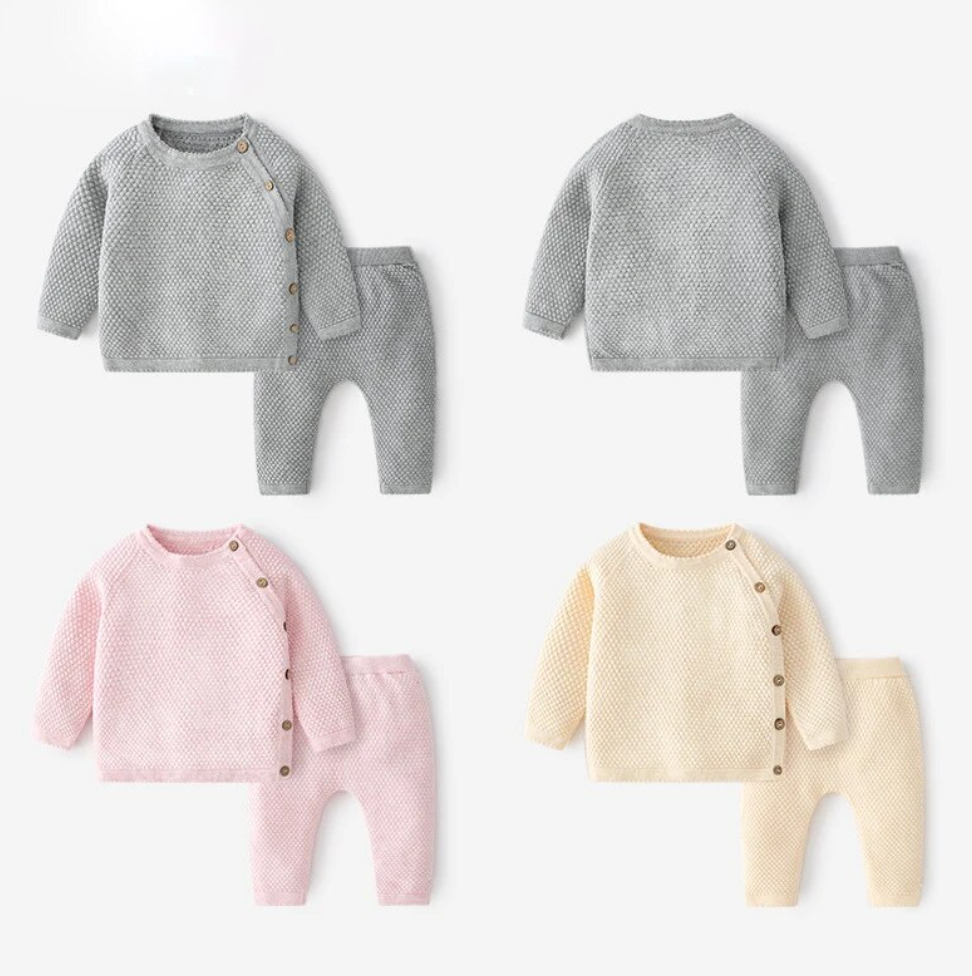 Knit Cozy Cotton Baby Outfit Set - Petite Cove 