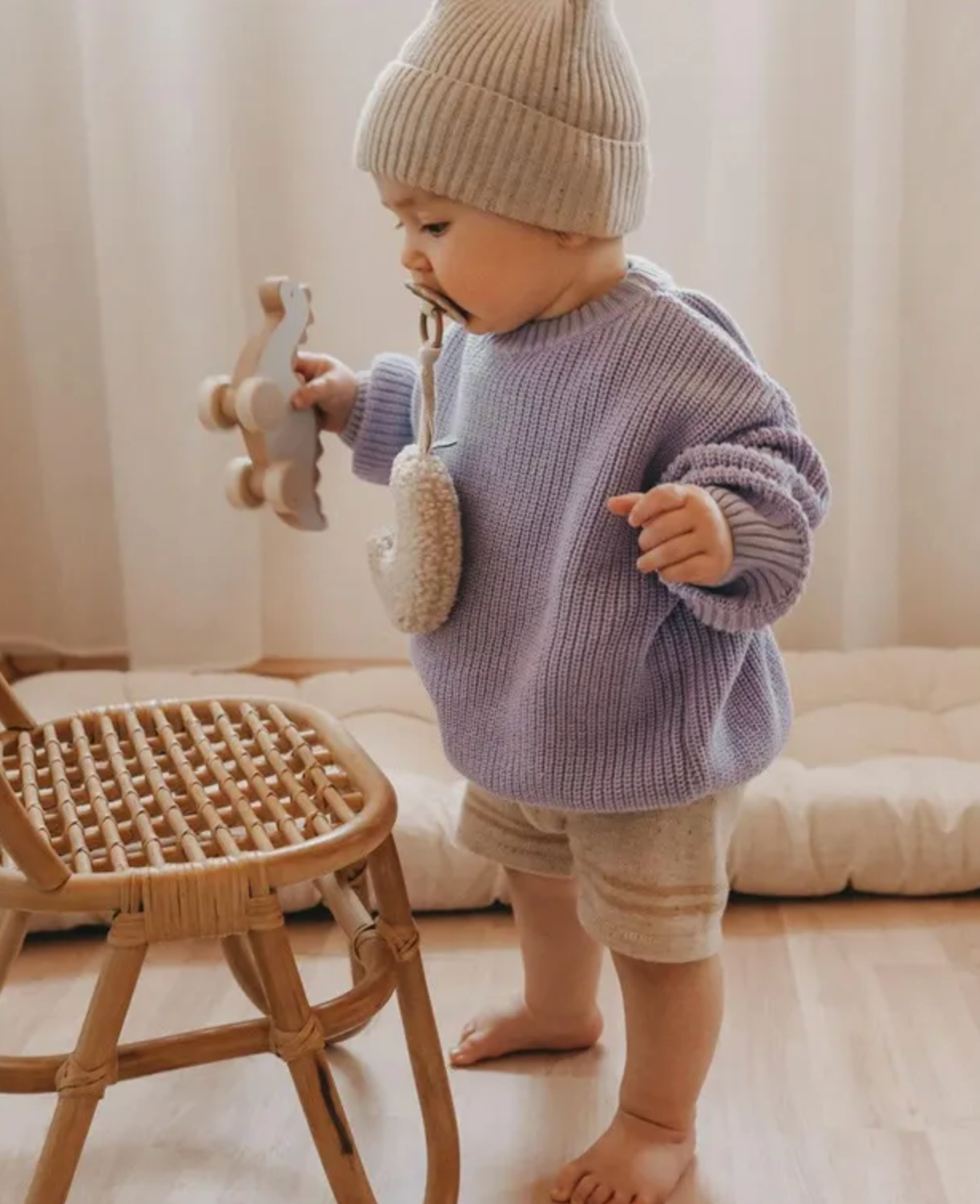 Kids' Knit Pullover Sweater in Purple - Petite Cove 