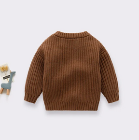 Knit Pullover Sweater in Coffee - Petite Cove 