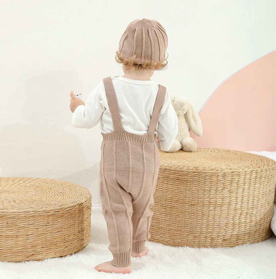 Petite Knit® Strap Baby Romper & Hat Set - Petite Cove 