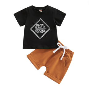 Heart Breaker Trouble Maker T-Shirt & Shorts Combo - Petite Cove 