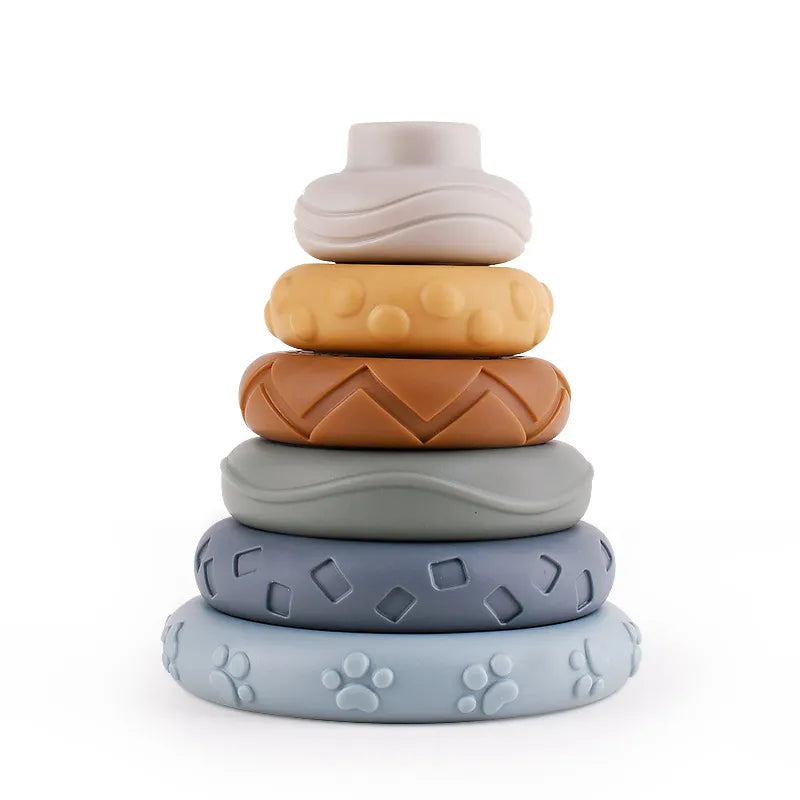 Montessori Soft Silicone Stacking & Teething Blocks - Petite Cove 