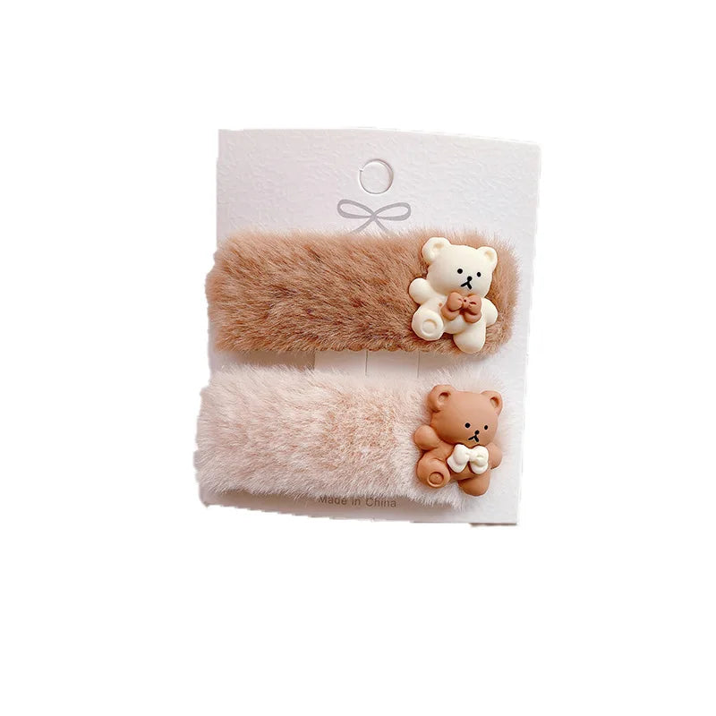 2 Piece Fuzzy Heart Hair Clip Set - Petite Cove 