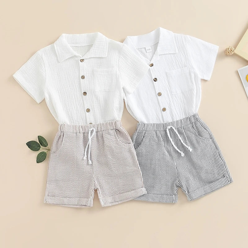 Seaside Linen-Blend Shirt & Shorts Set - Petite Cove 