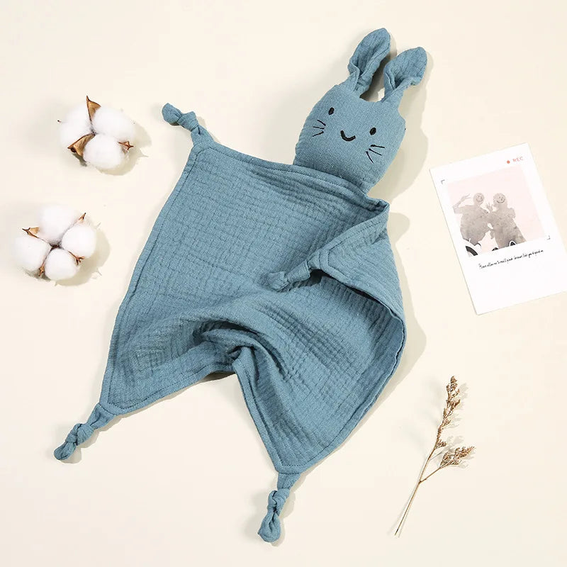 Boho-Chic Cotton Muslin Rabbit Sleep Toy & Baby Bib - Petite Cove 