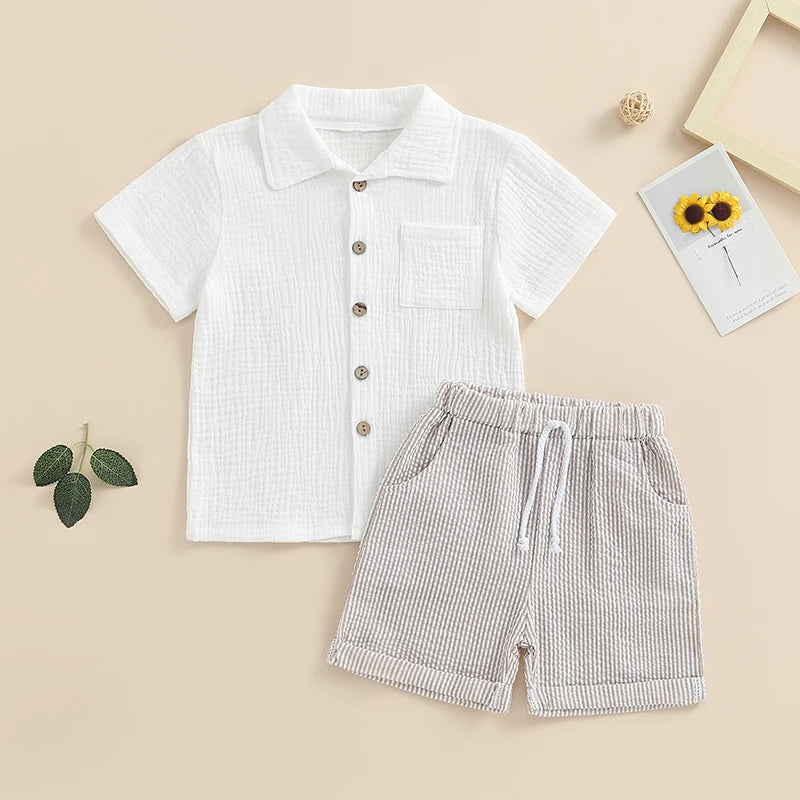 Seaside Linen-Blend Shirt & Shorts Set - Petite Cove 