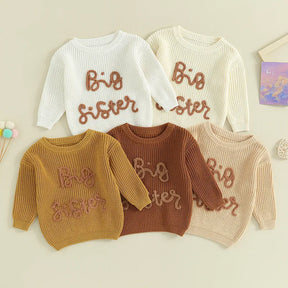 Big Sister Knit Embroidered Sweater - Petite Cove 