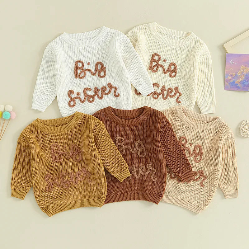 Big Sister Knit Embroidered Sweater - Petite Cove 