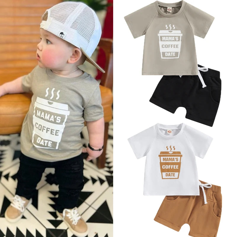 Mama's Coffee Date T-Shirt & Shorts Set - Petite Cove 