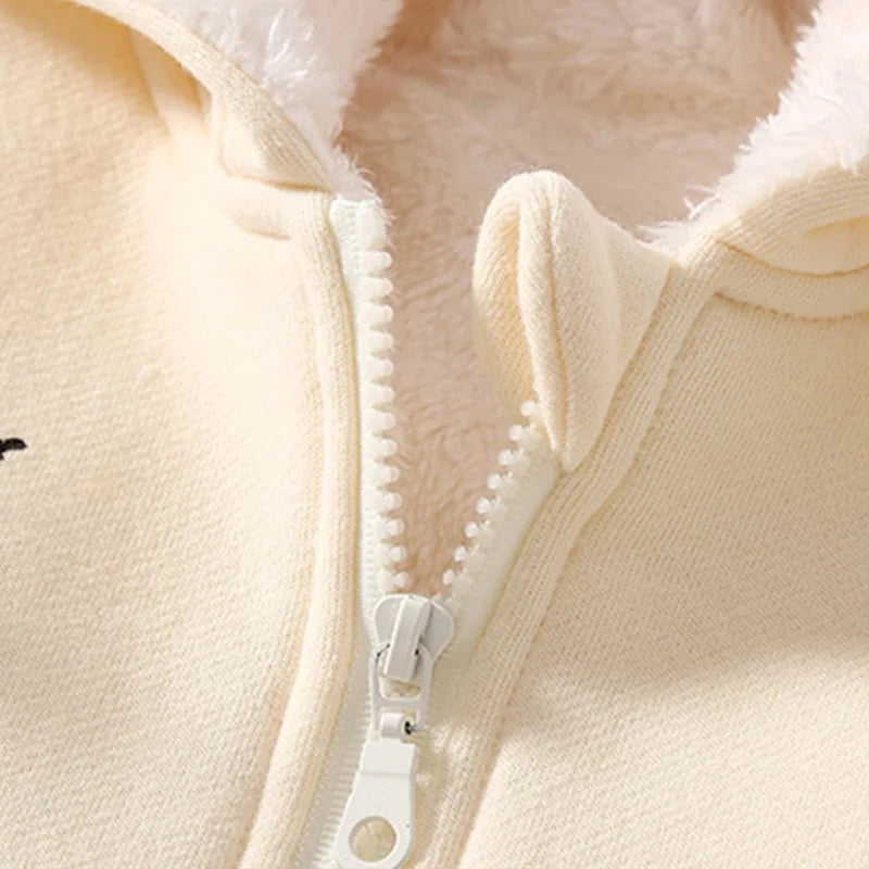 Baby Beige Deer Hooded Warm Romper - Petite Cove 