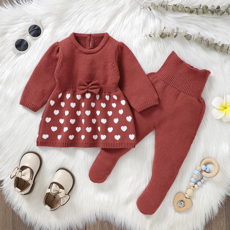 Petite Knit® Heartfelt Charm Dress & Tights Set - Petite Cove 