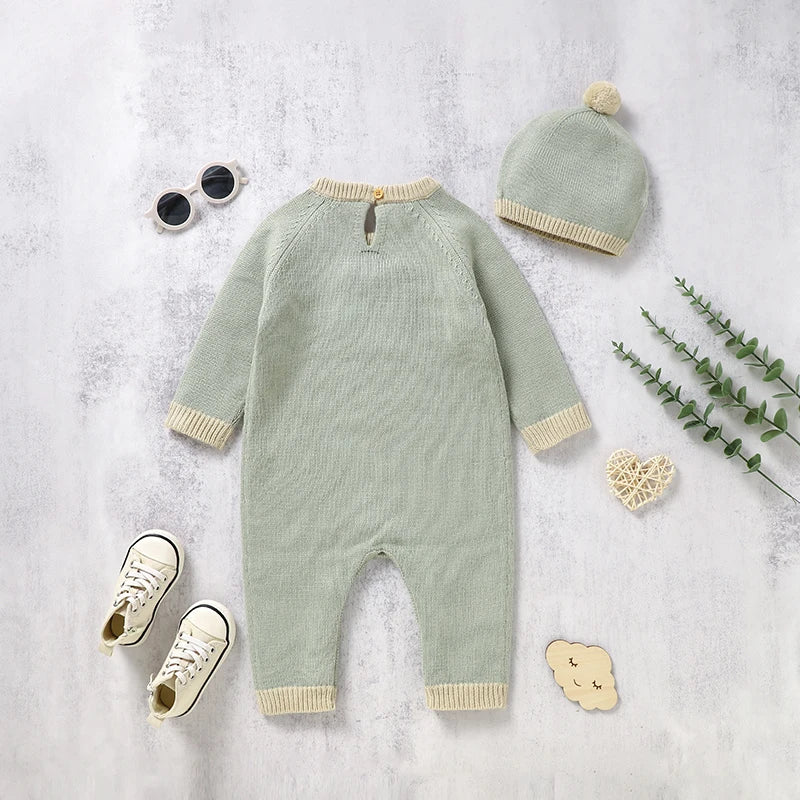 Petite Knit® I ♥ Mama Embroidered Romper & Beanie Set - Petite Cove 