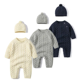 Classic Knit Romper & Hat Set - Petite Cove 