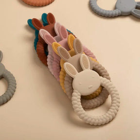 Kid-Proof Silicone Baby Rabbit Teether Ring - Petite Cove 