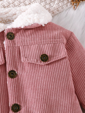 Tiny Trendsetter Corduroy Winter Coat in Pink - Petite Cove 