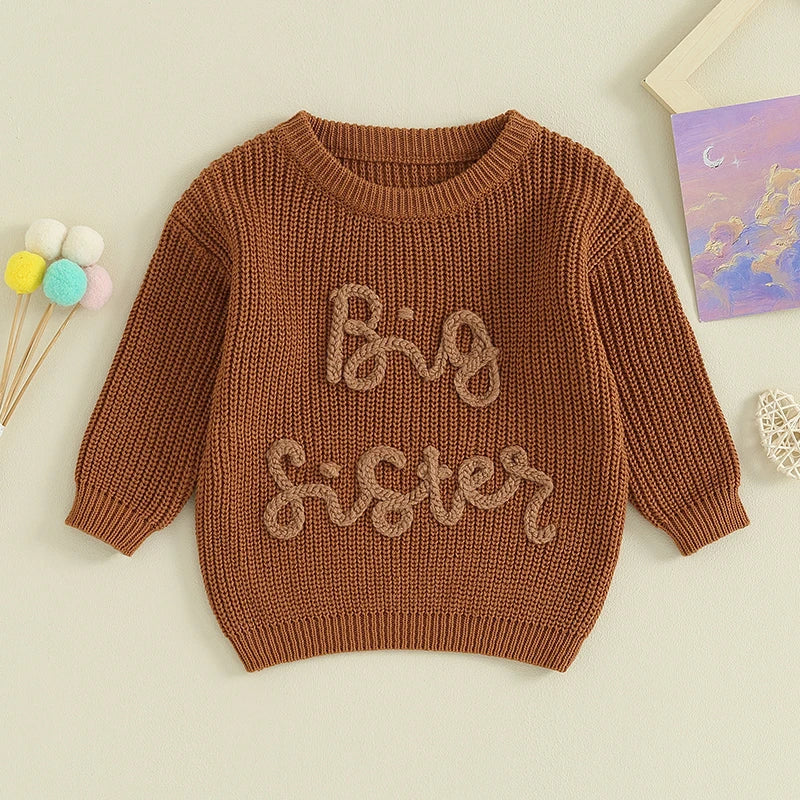 Big Sister Knit Embroidered Sweater - Petite Cove 