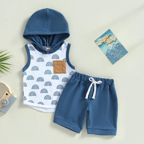 Summer Breeze Sleeveless Hoodie & Shorts Set - Petite Cove 