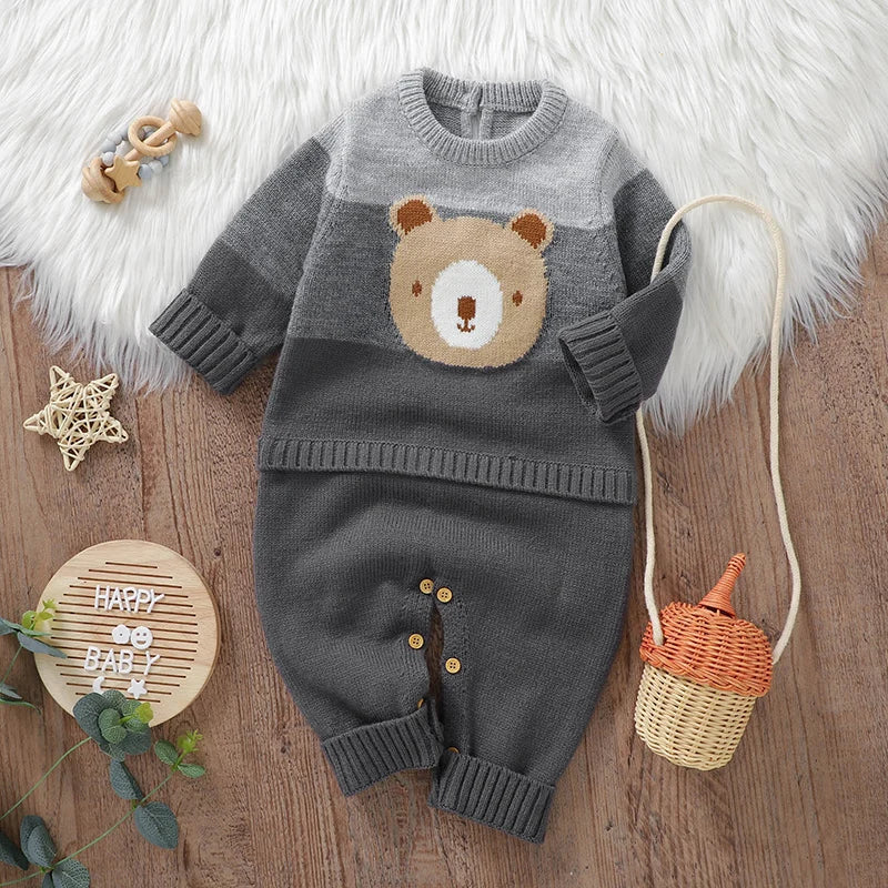 Petite Knit® 'Brown Bear' Romper - Petite Cove 