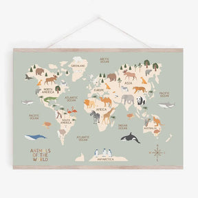 Boho-Chic Nursery Wall Art | 'Little Explorer': World Map & Animal Canvas - Petite Cove 