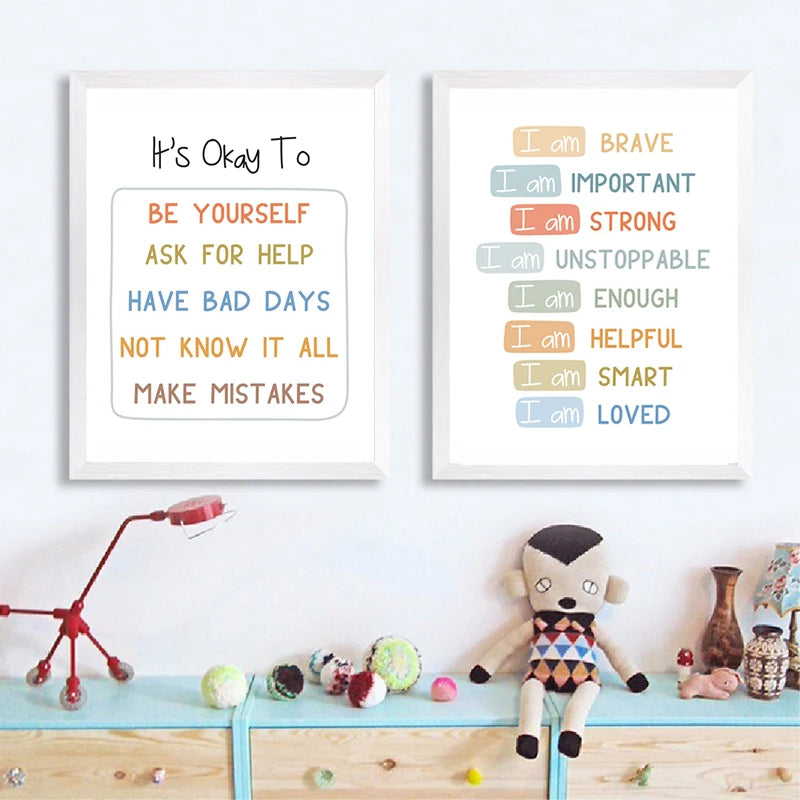 Boho-Chic Nursery Wall Art | 'Learning Fun': Alphabet, Numbers, Colors & Shapes Educational Canvas - Petite Cove 