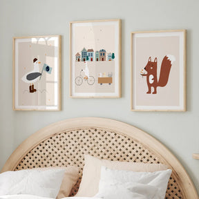 Boho-Chic Nursery Wall Art | 'Playful Pals': Duck, Squirrel & Friends Cartoon Canvas - Petite Cove 