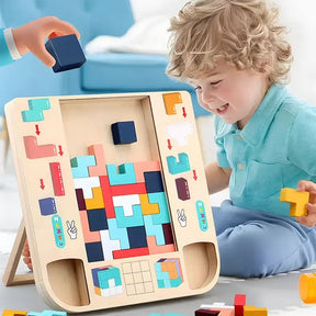 Montessori 2-in-1 Wooden Tetris & Cube Puzzle