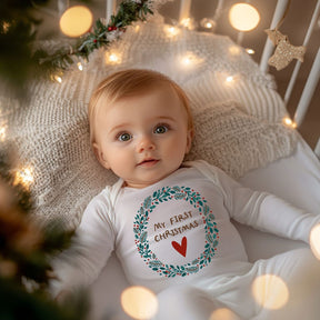 Heart My First Christmas Long Sleeve Bodysuit