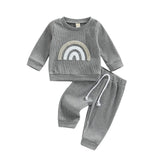 Boho-Chic Rainbow Sweatsuit in Grey - Petite Cove 