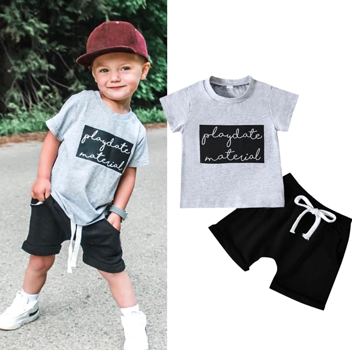 Playdate Material T-Shirt & Shorts Set - Petite Cove 